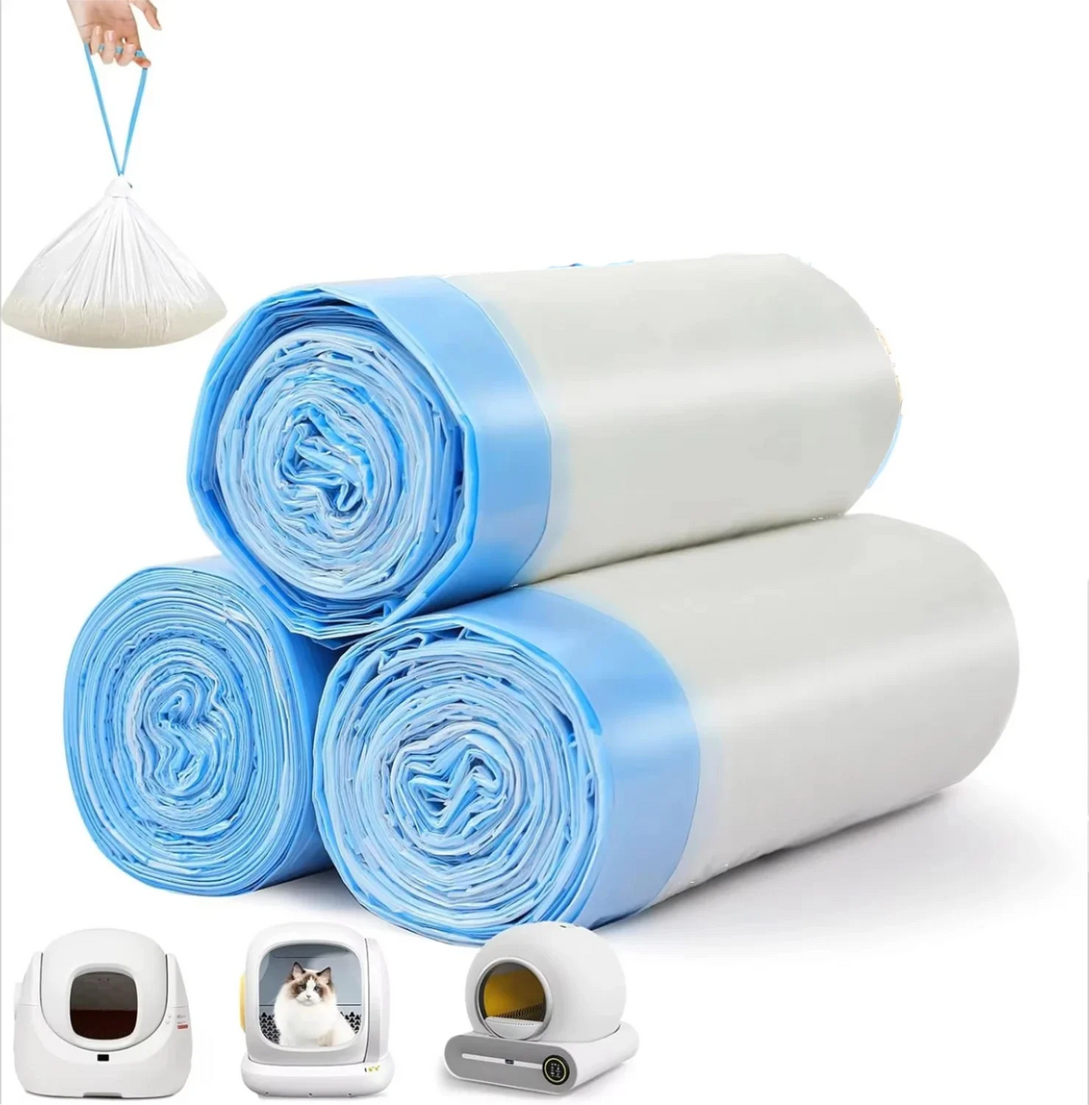 Extra-Thick Drawstring Cat Litter Box Liners (90 Count)