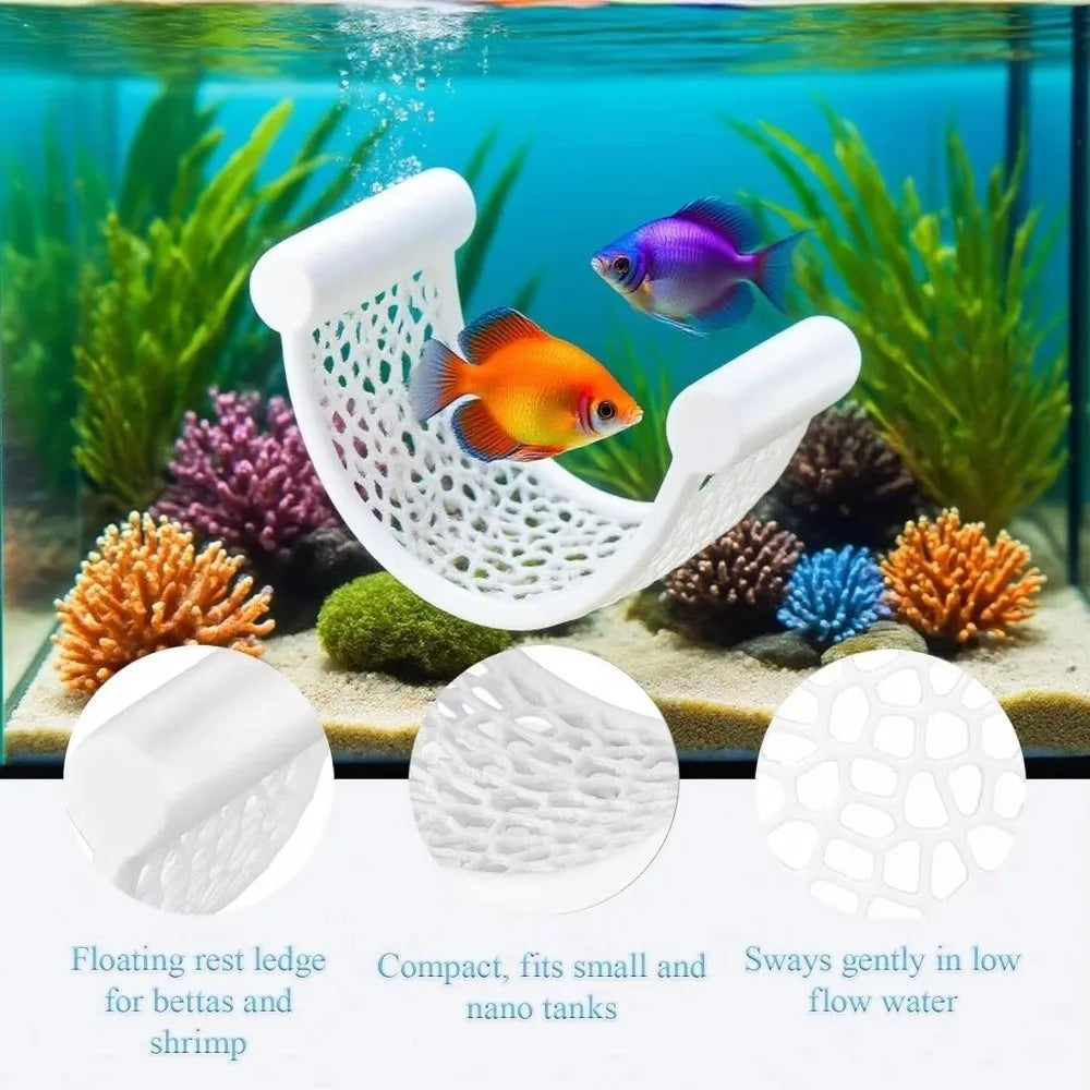 Floating Betta Fish Hammock with Resting Platform for Low-Flow Aquariums