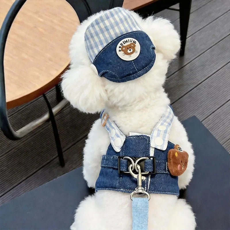Cartoon Dog Harness Vest with Matching Leash