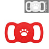 Rotes Silikon-AirTag-Halter mit Pfotenspuren-Design und Schlaufe für Tierhalsbänder