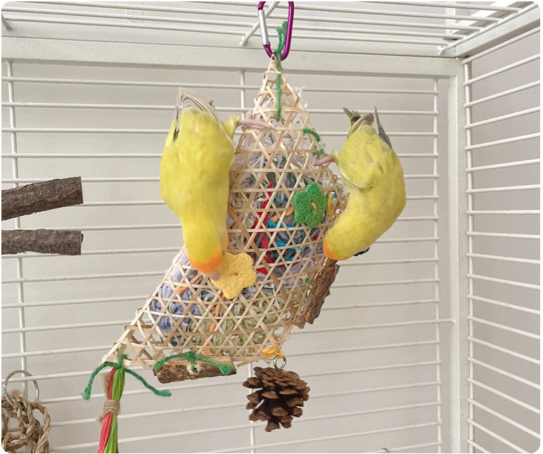 Interactive Parrot Foraging Toy with Shreddable Paper and Wood