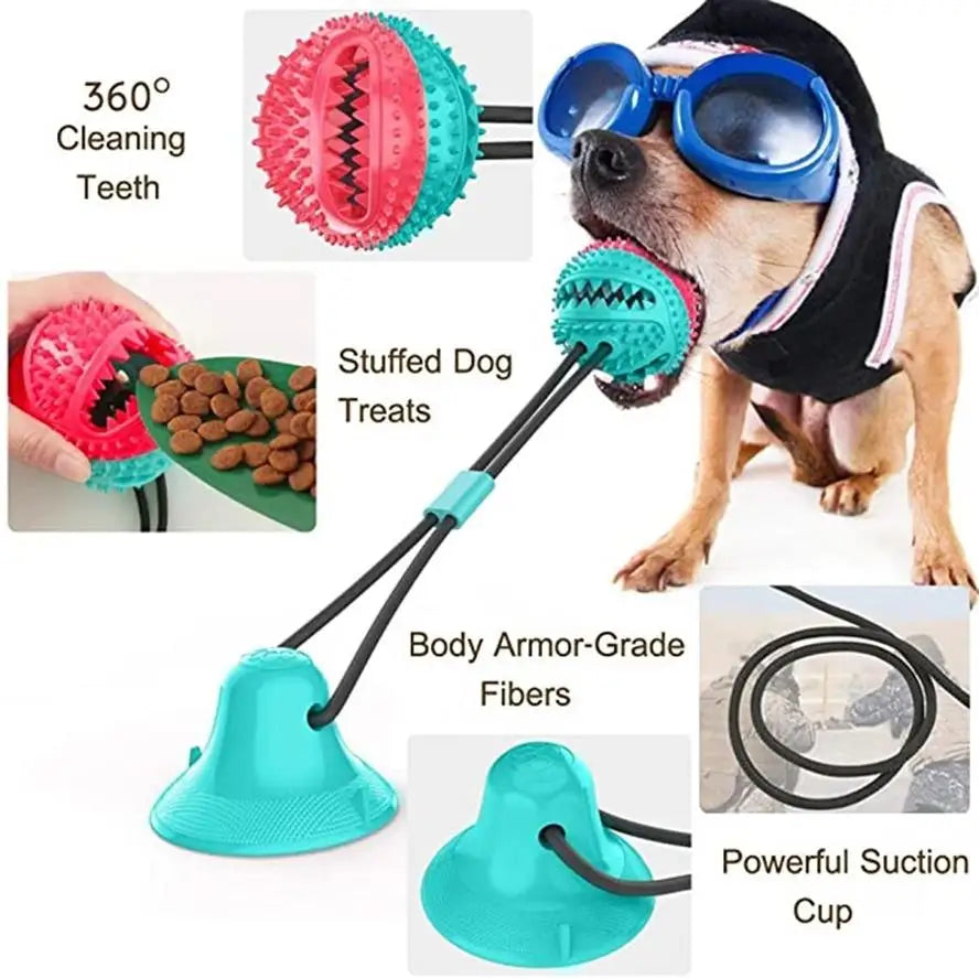 Interactive Suction Cup Dog Chew Toy for Dental Health & Play