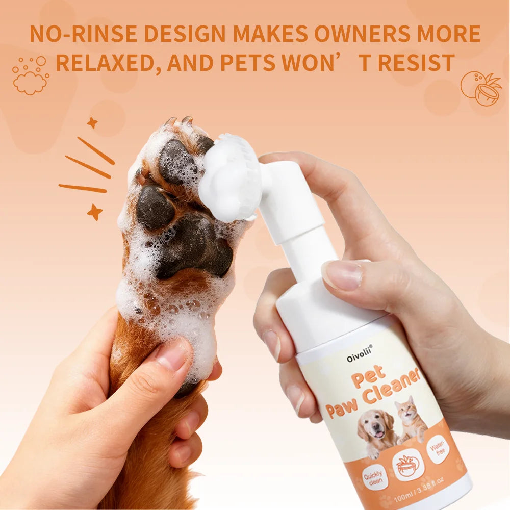 Waterless Paw Foam Cleaner with Built-In Silicone Brush