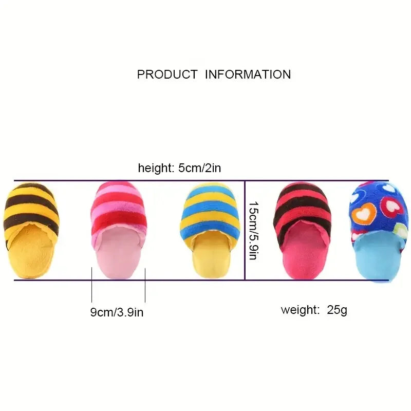 Cartoon Slipper Plush Squeaky Dog Chew Toy