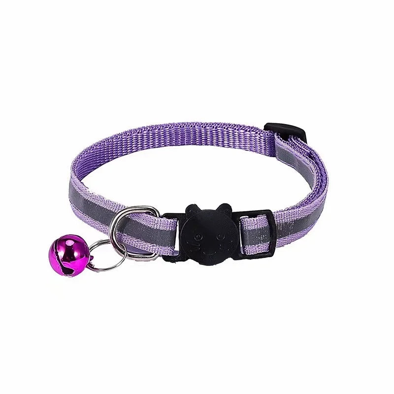 Reflective Cat Head Pet Collar with Bell for Cats and Small Dogs