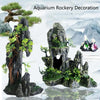 Resin aquarium rockery decoration featuring a mossy tree and cave structure.