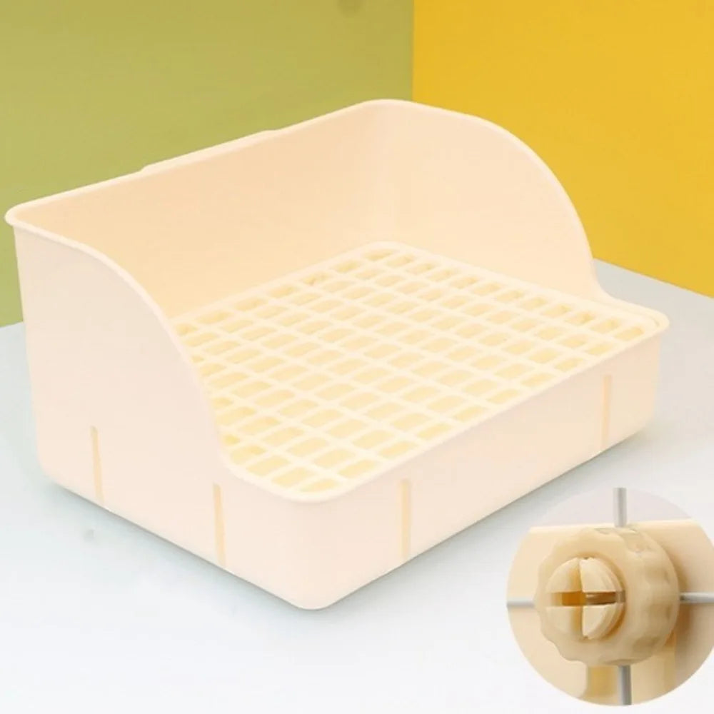 Corner Rabbit Litter Box with Removable Tray and Grid