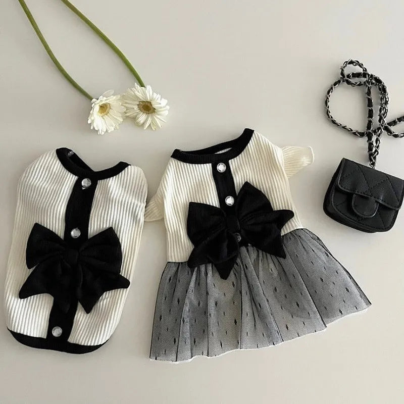 Elegant Lace Bow Dog Dress for Small Breeds