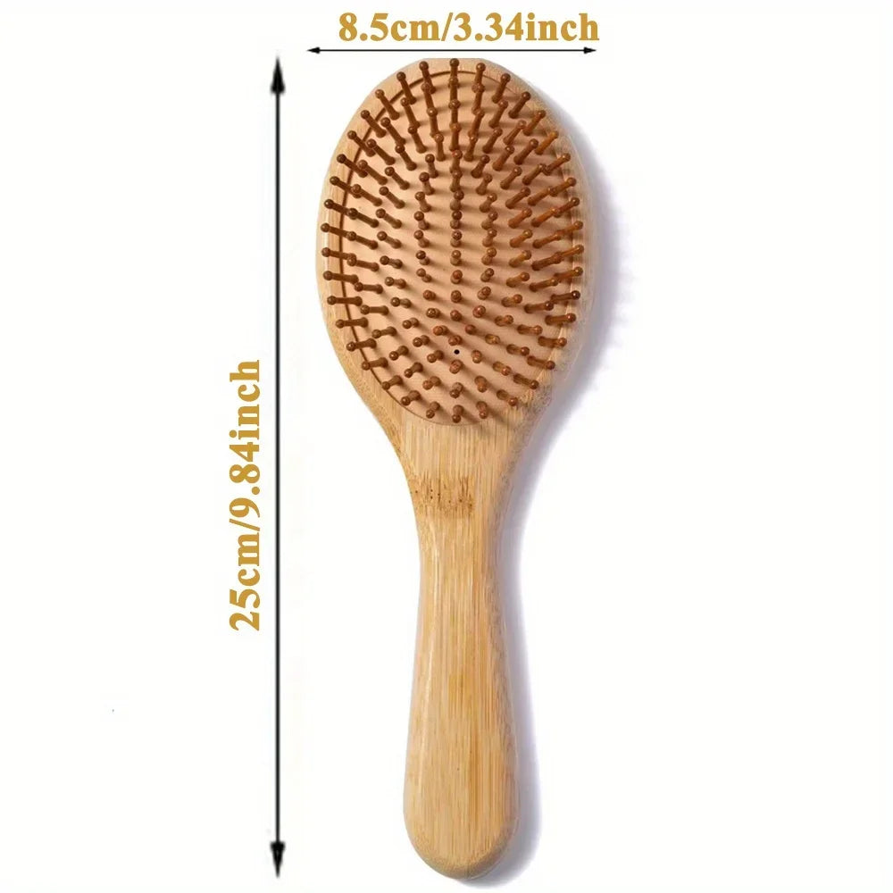 Natural Bamboo Air Cushion Scalp Massage Hair Brush – Detangling & Anti-Static