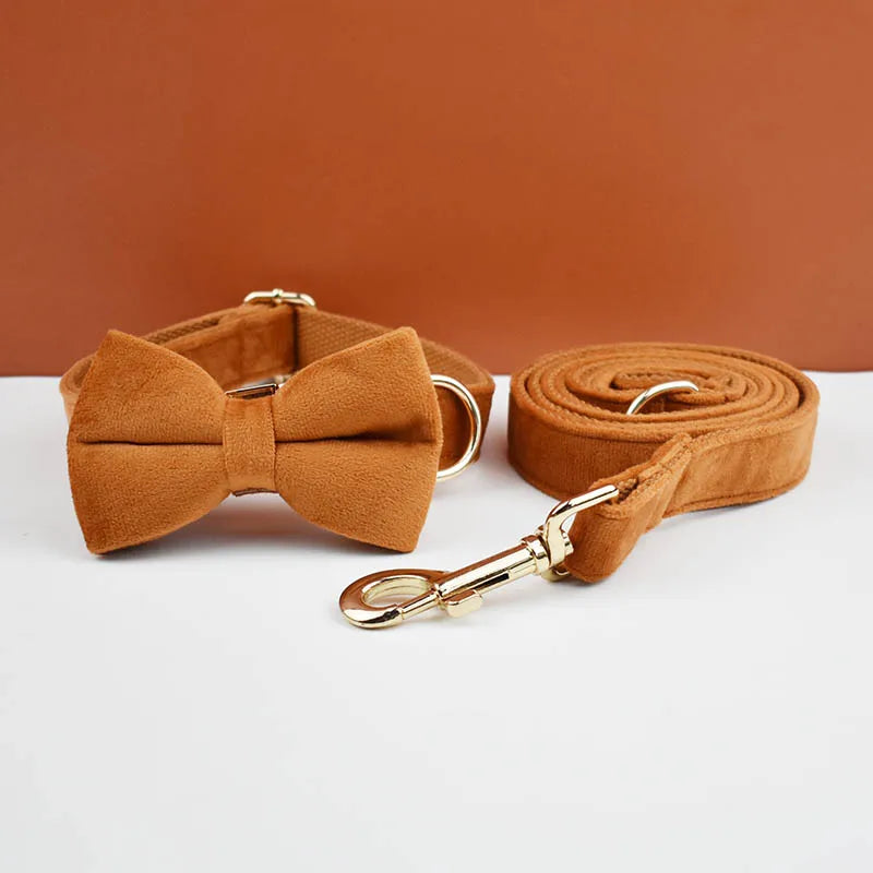 Personalisiertes Halsband, Geschirr & Leine Set mit abnehmbarem Fliegenknoten