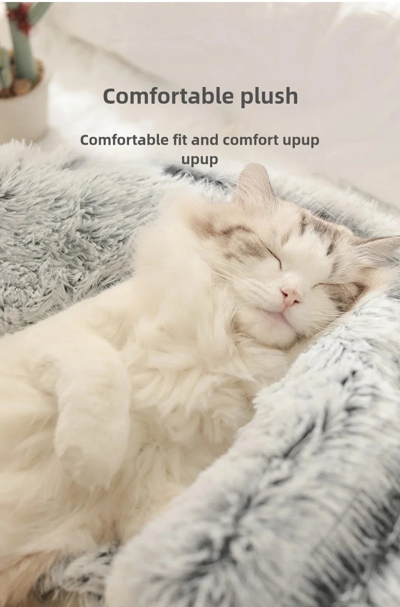 Lit Semi-Ouvert en Peluche pour Chats et Chiens