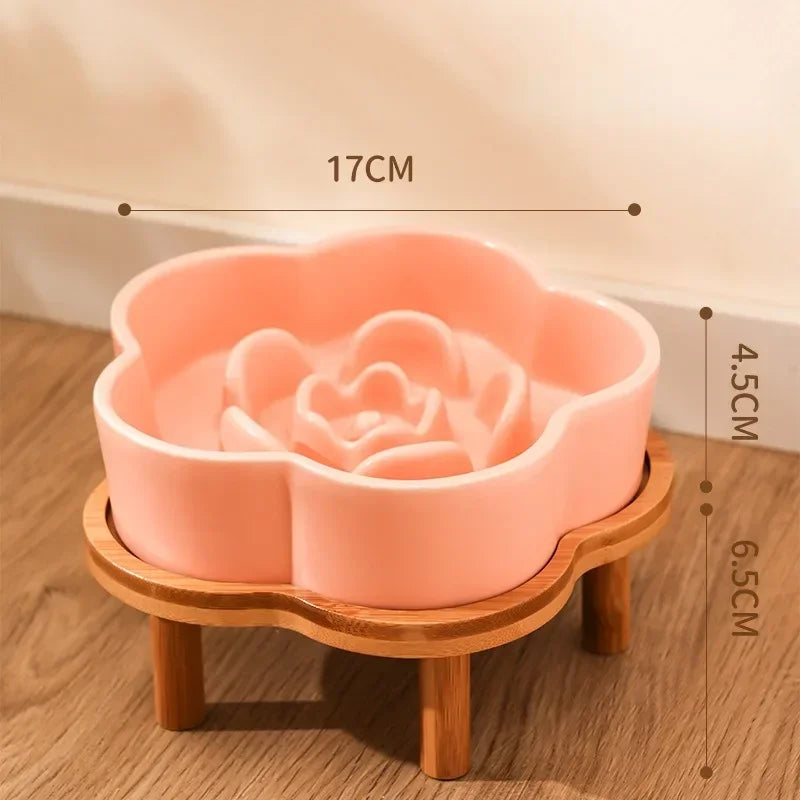 Ceramic Slow Feeder Bowl for Cats and Small Dogs