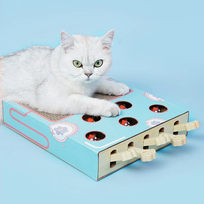 Whack-a-Mole Cat Scratching Board Toy - Interactive Fun