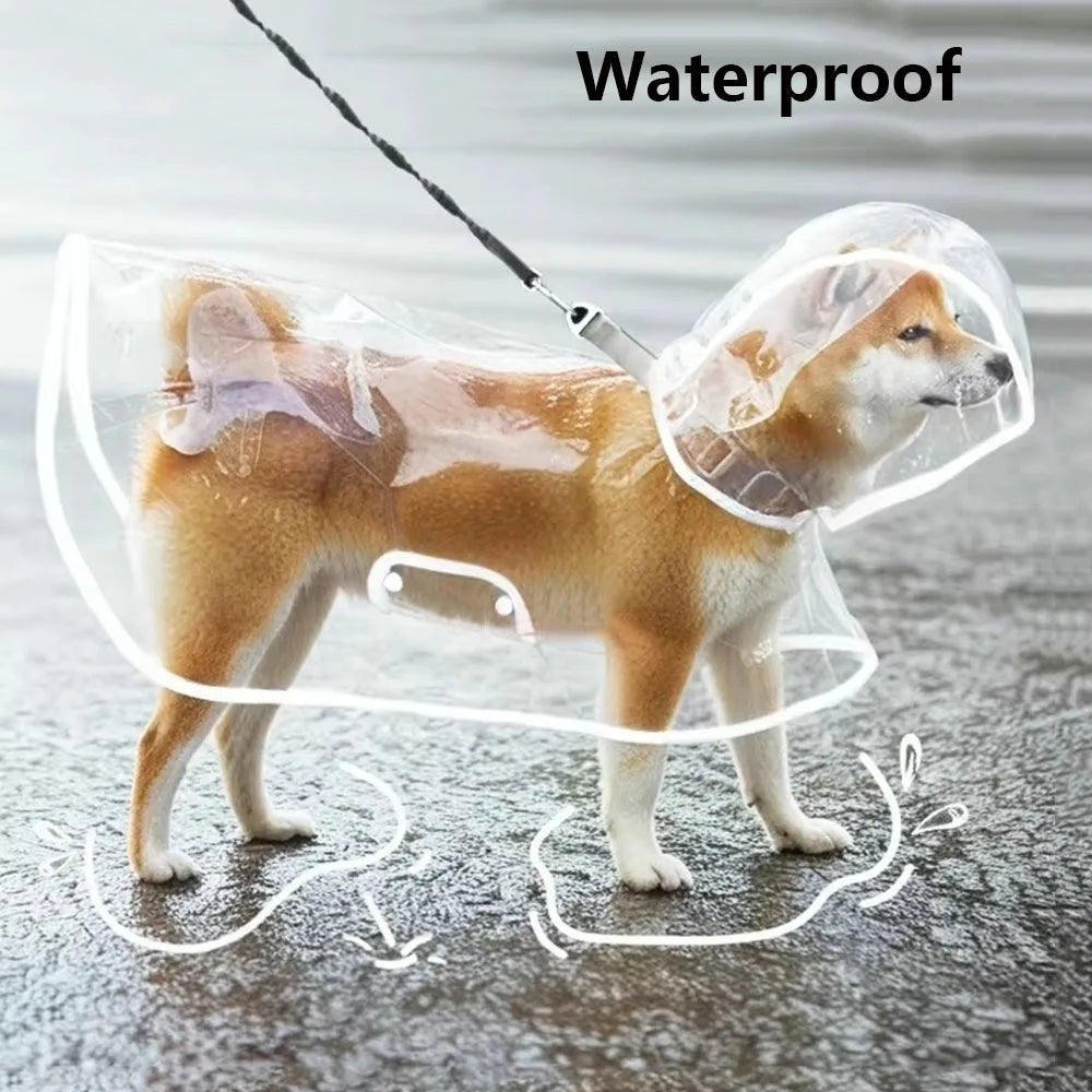 Clear Waterproof Dog Raincoat with Adjustable Hood