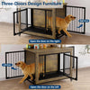Wooden Dog Crate Furniture with 3 Doors and Locking Wheels