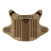 A tan durable dog harness and leash set for training, featuring padded straps and buckles.