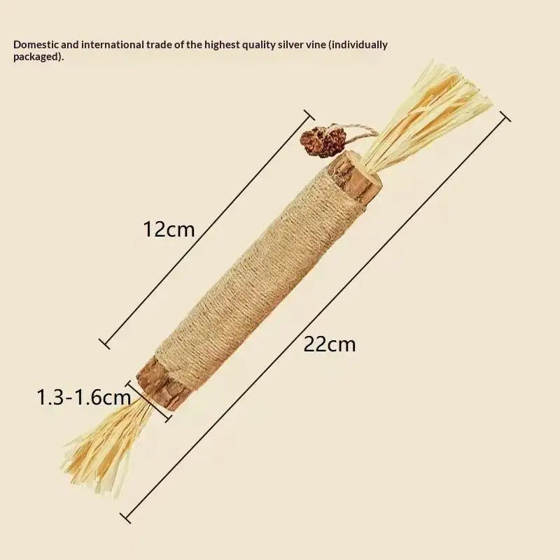 Natural Wooden Cat Teething Sticks with Sisal Rope