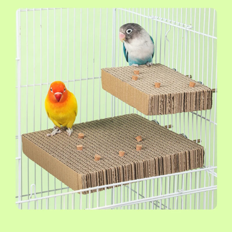 Bird Paper Parakeet Shredding Toy With Cork Parrot Perch