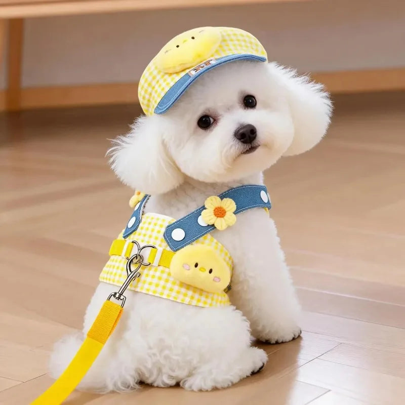 Cartoon Dog Harness Vest with Matching Leash