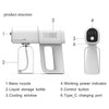 Diagram showing the structure of a portable nano spray machine with components labeled for nozzle, liquid storage, cooling wi