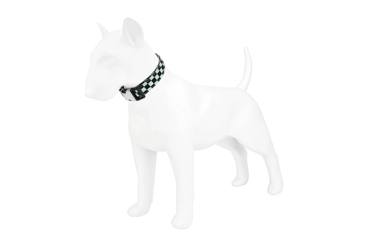 Adjustable Checker Pattern Dog Collar - Soft Nylon, Quick Release