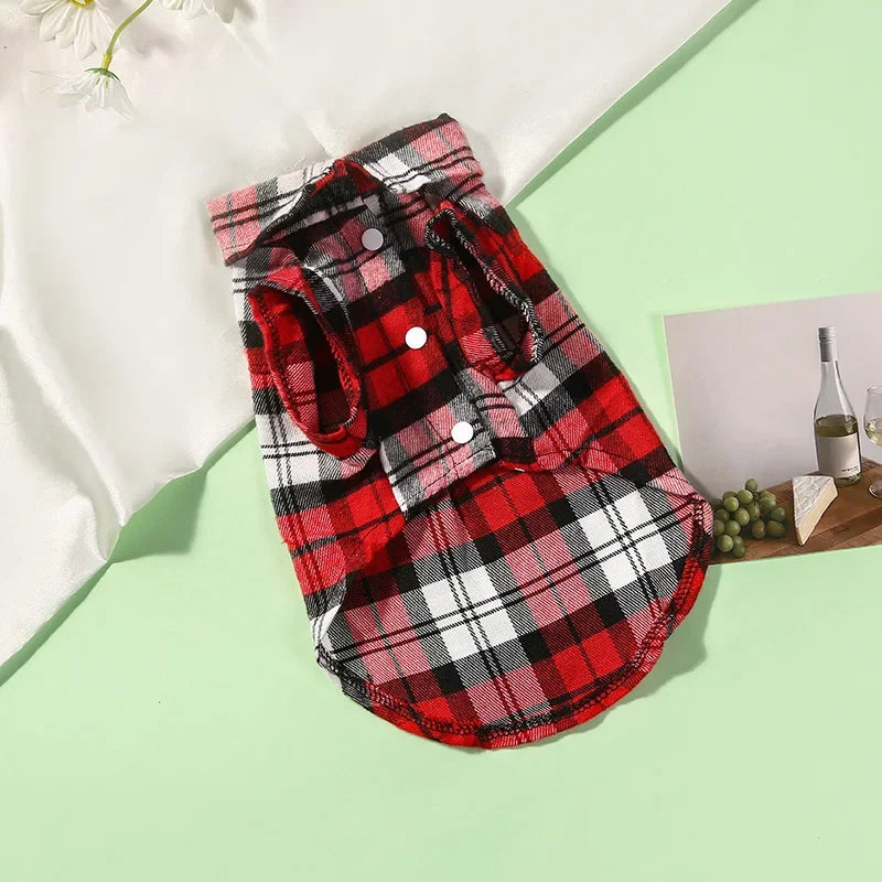 British Plaid Dog Vest for Small Pets
