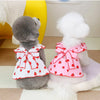 Vestido de Estampado de Fresa para Cachorros con Lazo y Tirantes