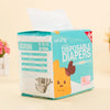 Box of disposable diapers for dogs in light blue and white packaging