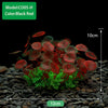 Gros plan de plantes aquatiques artificielles CO05-H noires et rouges plantées dans du gravier foncé.