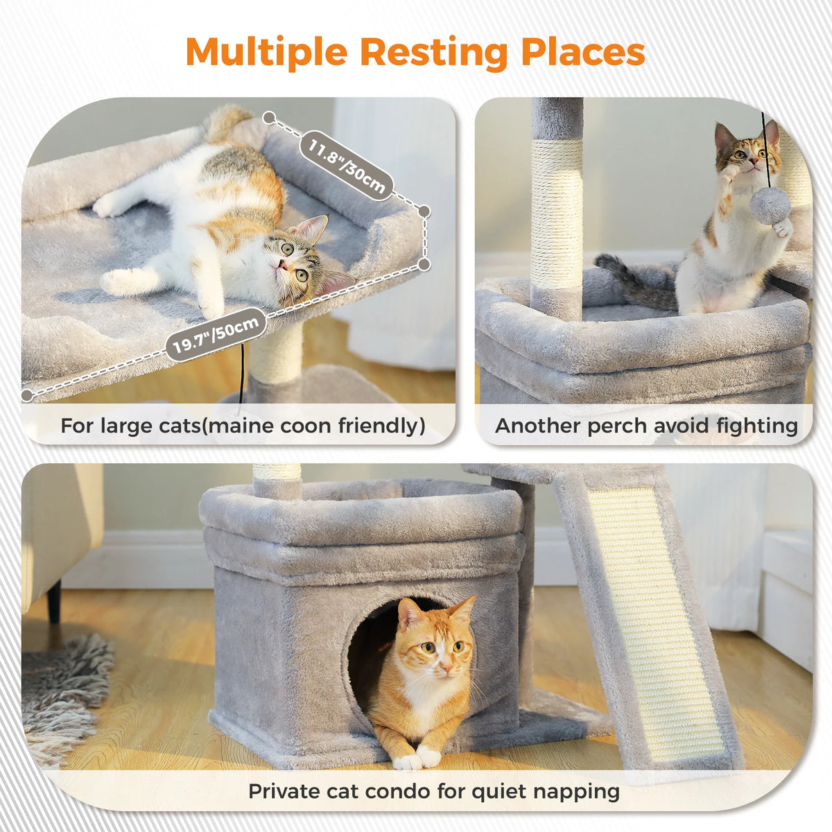 Compact Cat Tree Tower with Sisal Scratching Posts and Cozy Perches