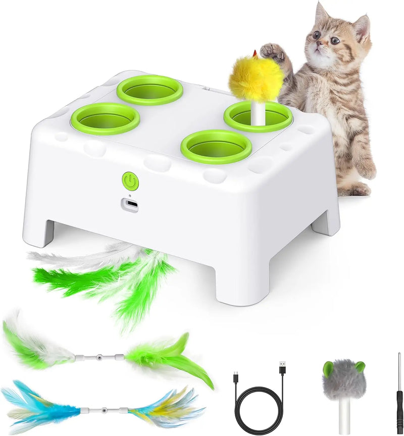 Automatisches Whack-a-Mole Katzenspielzeug mit wiederaufladbarem Akku