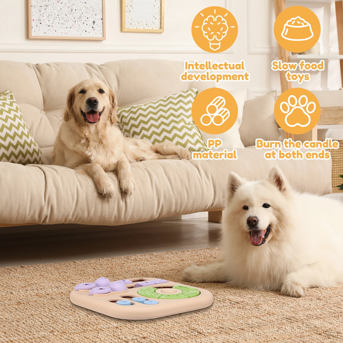 Interactive Dog Puzzle Toy with Non-Slip Base for Mental Stimulation and Slow Feeding