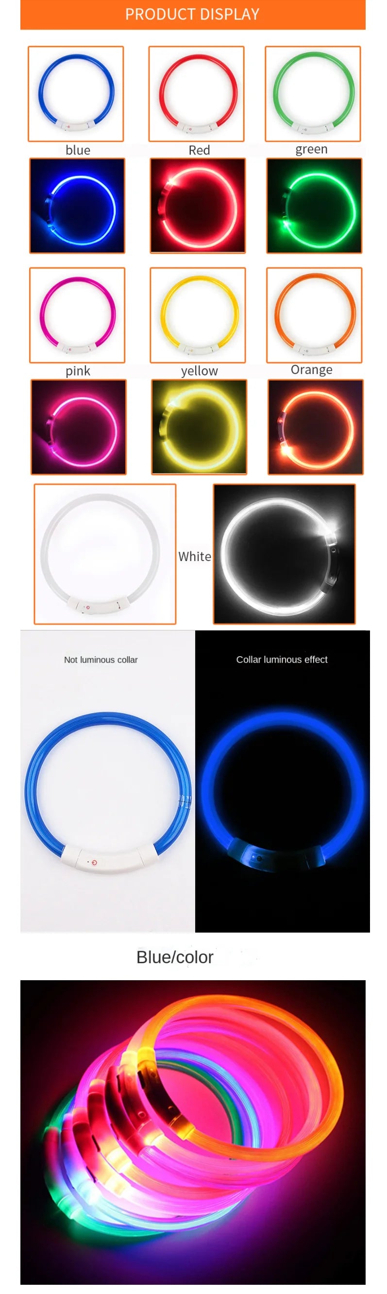 Rechargeable LED Dog Collar with USB Charging