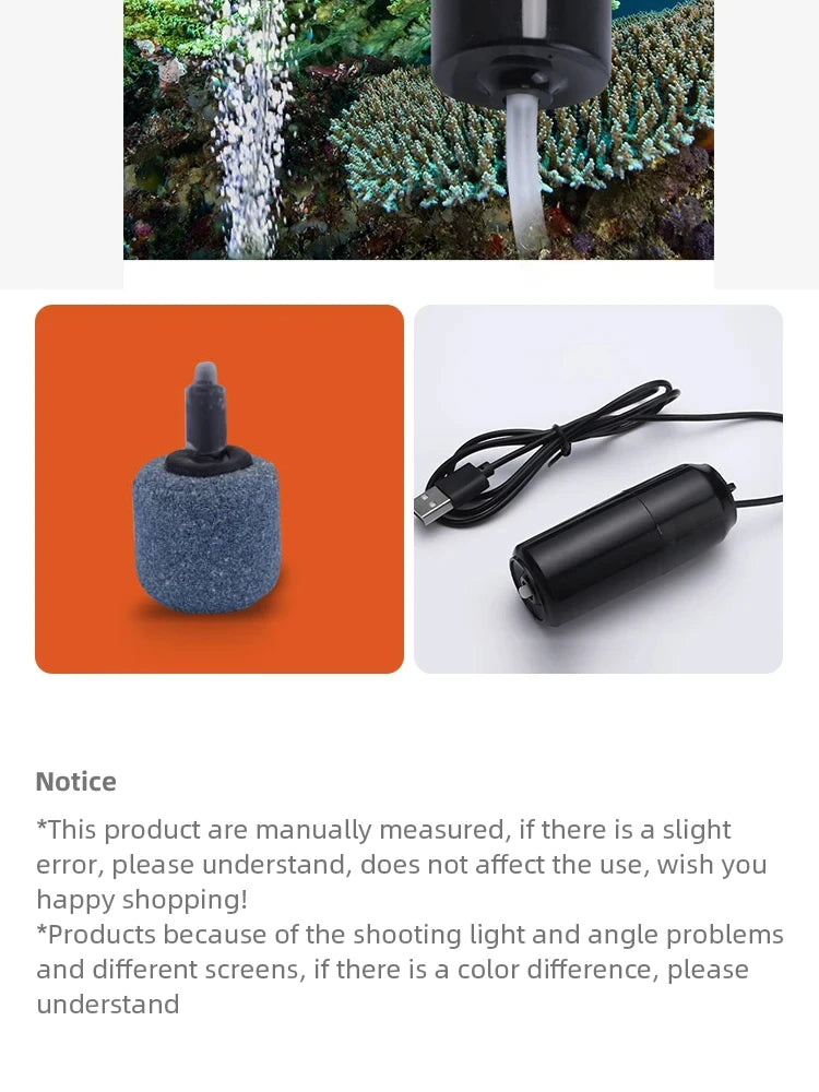 Pompe à Oxygène pour Aquarium Rechargeable par USB et Portable