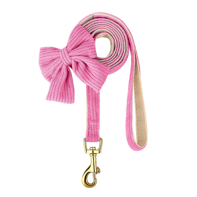 3-Piece Dog Collar Harness Leash Set with Bowknot