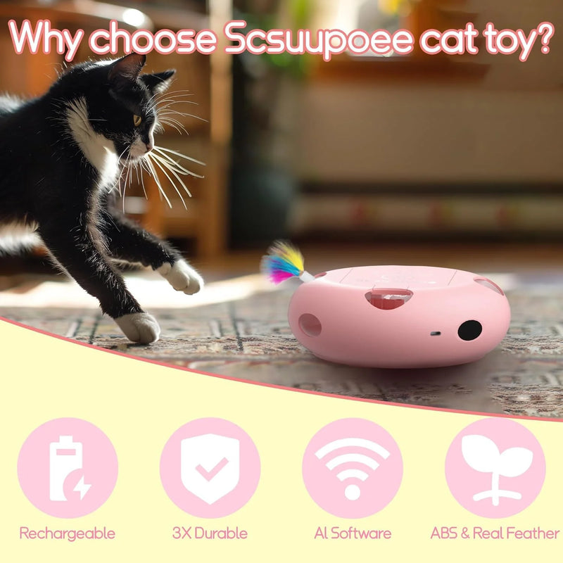 Jouet interactif intelligent pour chat avec plumes mobiles