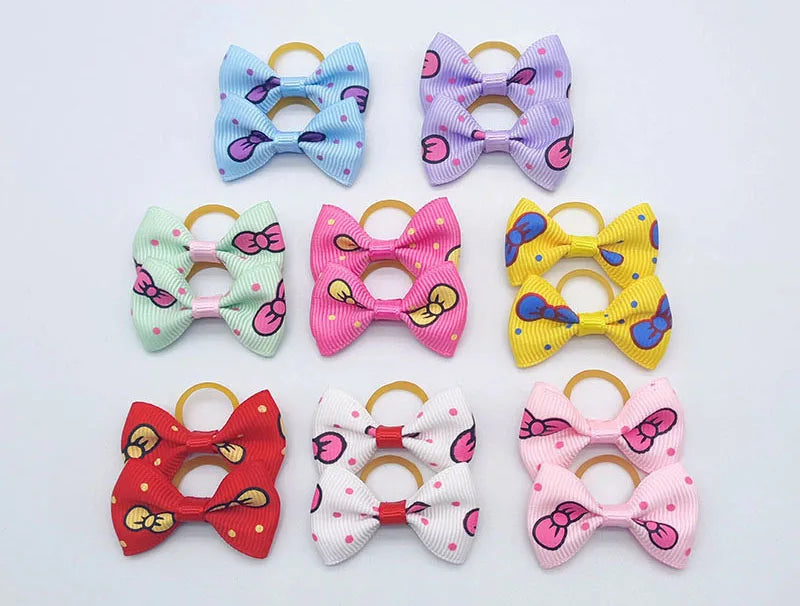 Pet Hair Bows with Elastic Bands (100-Pack)