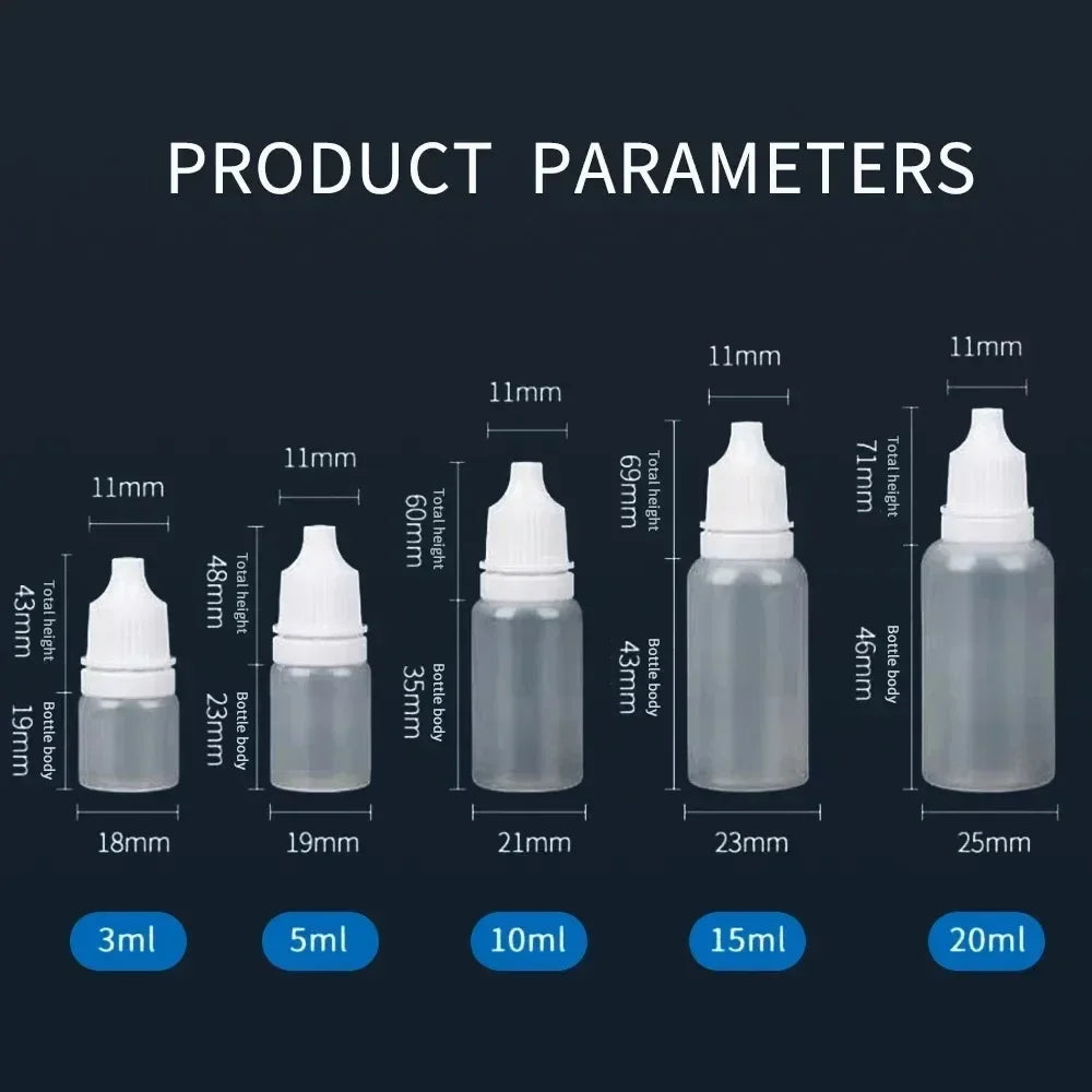 Empty Squeezable Liquid Dropper Bottles with Fine Tip (3-20 ml)