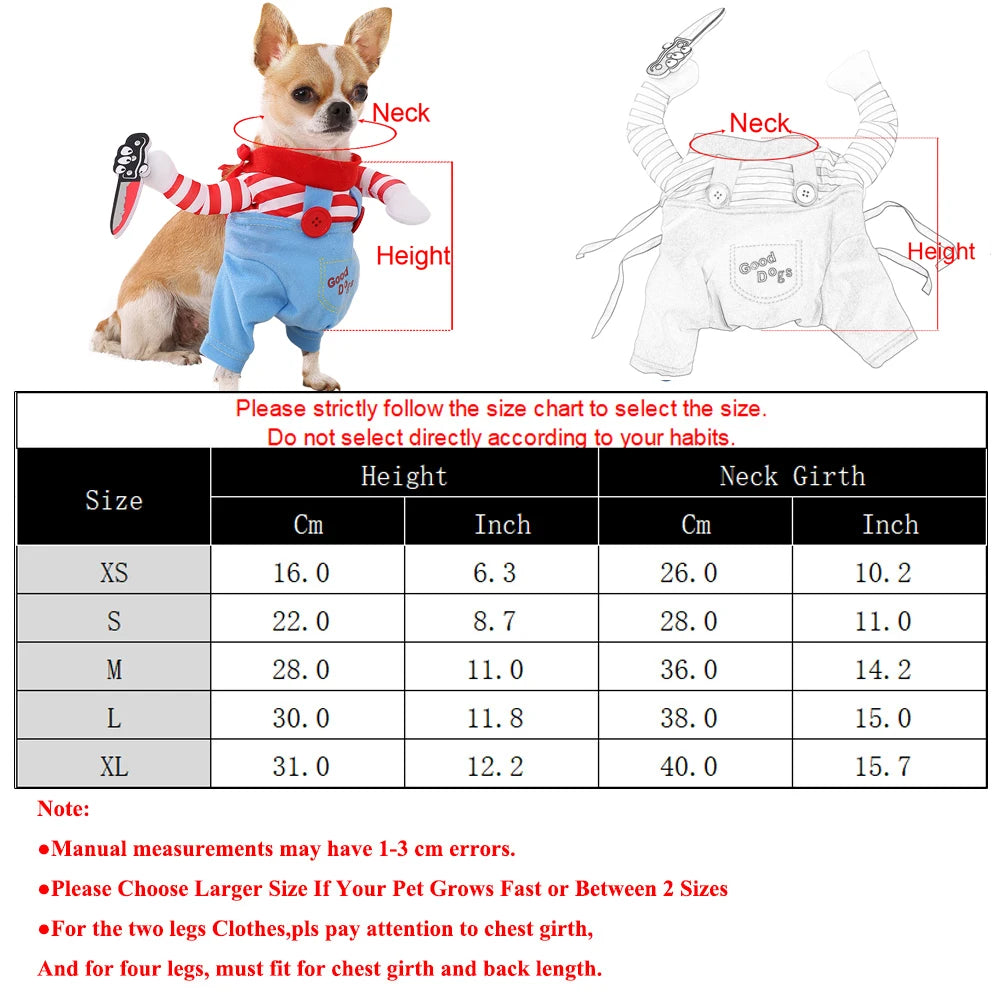 Adjustable Halloween Dog Costume with Foam Knife for Small & Medium Pets