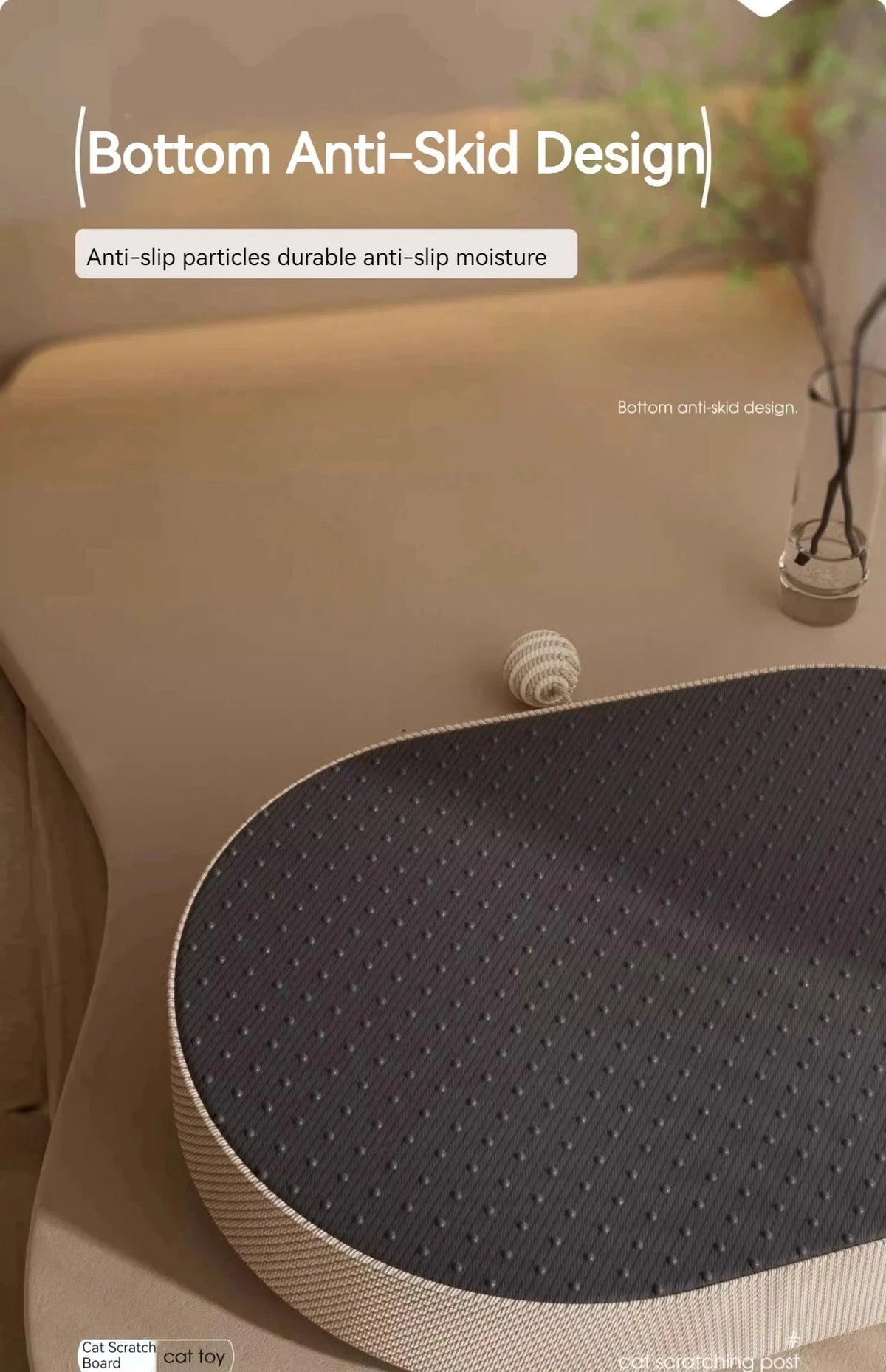 Oval Sisal Cat Scratcher Pad with Comfortable Resting Surface