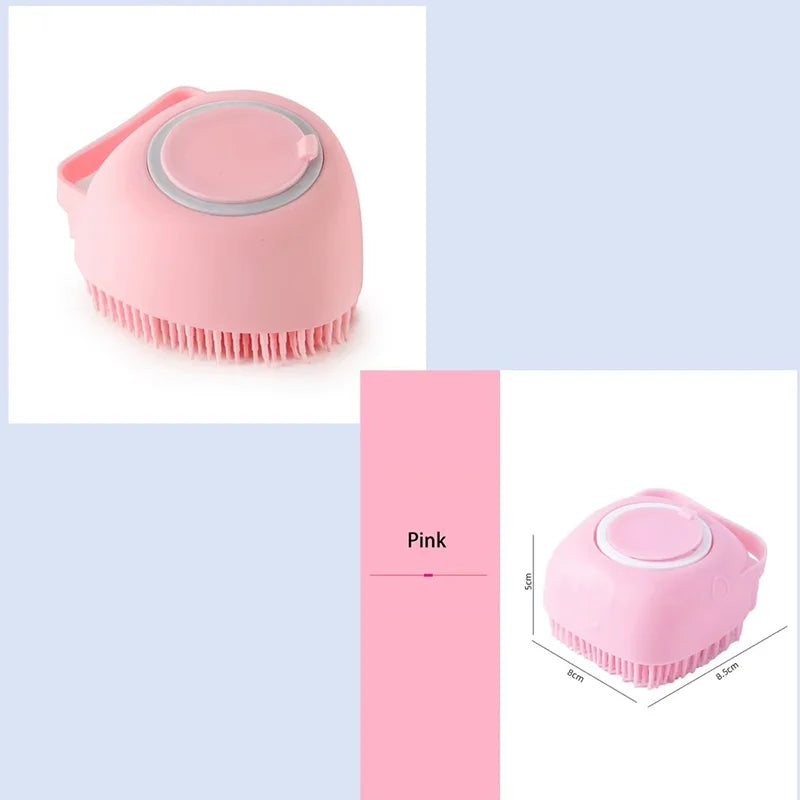 Silicone Pet Bath Massage Brush with Foam Dispenser