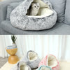 Winter Plush Round Cat Bed 2-in-1 Warm Cat House
