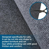 Close-up view of a gray self-adhesive cat scratch pad designed to protect furniture and provide comfort for cats.