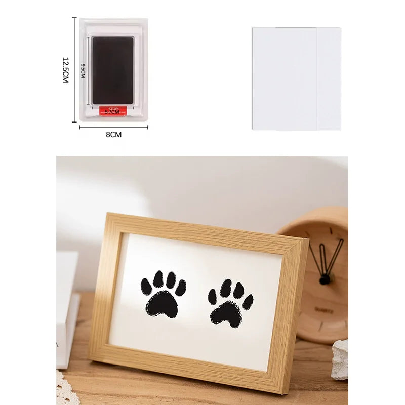 Wooden Baby Handprint & Pet Paw Print Keepsake Frame with Imprint Kit