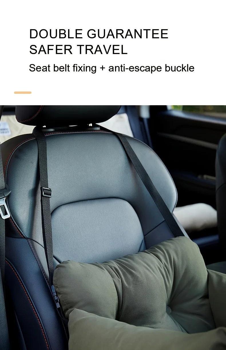 Dog Car Seat with Safety Belt – Non-Slip, Washable Travel Bed for Small Dogs