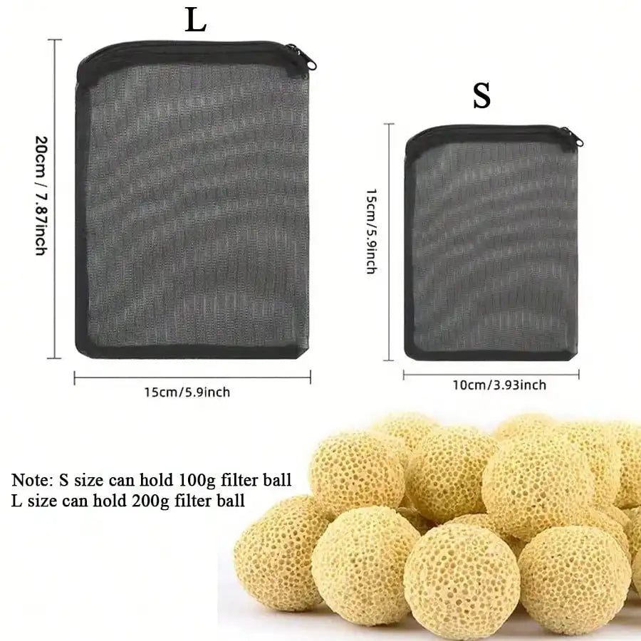 Set of 10 Aquarium Filter Media Mesh Bags with Zippers