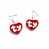 Acrylic Heart Drop Earrings with Letter Pendant