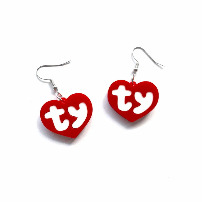 Acrylic Heart Drop Earrings with Letter Pendant