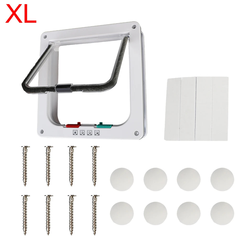 Pet Door with 4-Way Lock for Cats and Dogs - Secure, Weatherproof Flap