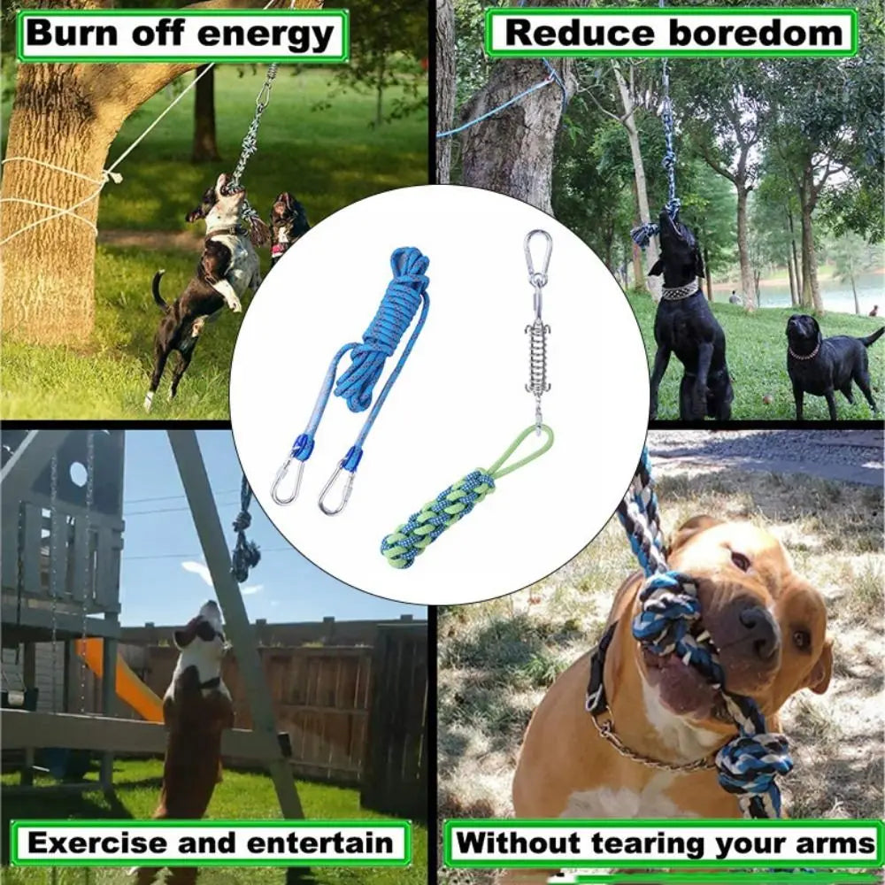 Cotton Rope Dog Spring Pole for Tug and Exercise